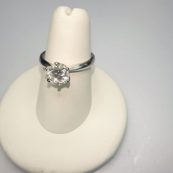 Moissanite Solitaire Engagement Ring Silver Band Size 6 With GRA Certification - Picture 5 of 11